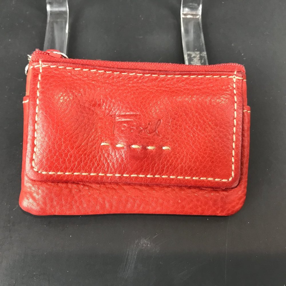 Red leather Fossil change/id/key wallet